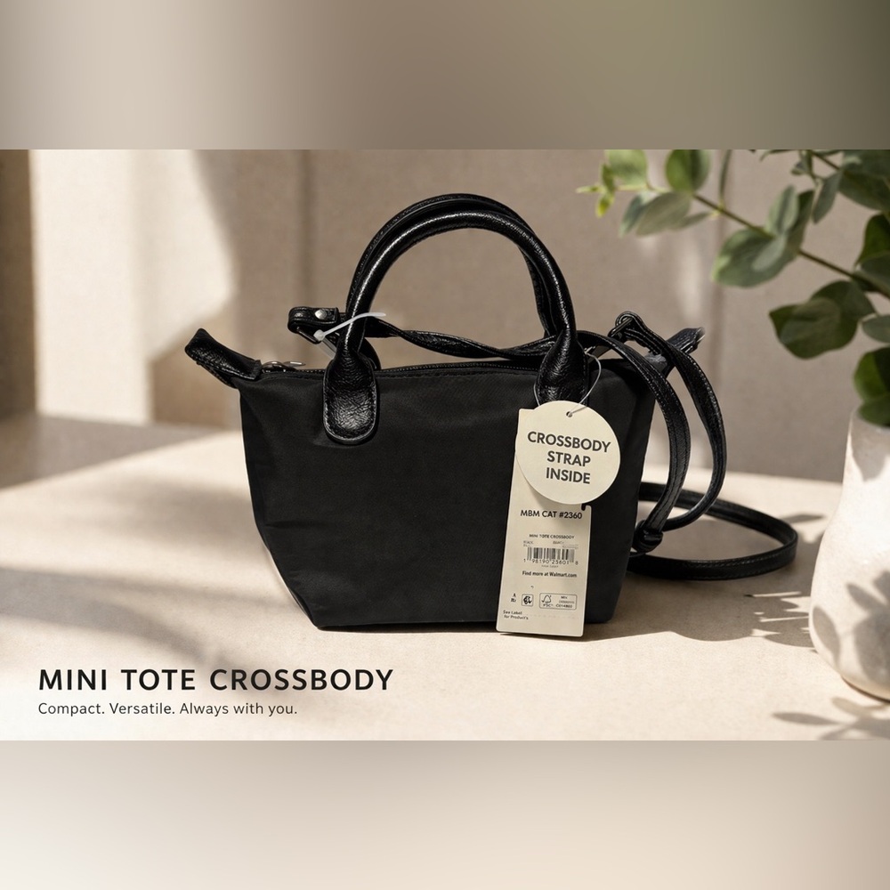 Mini Crossbody Tote Bag - Black